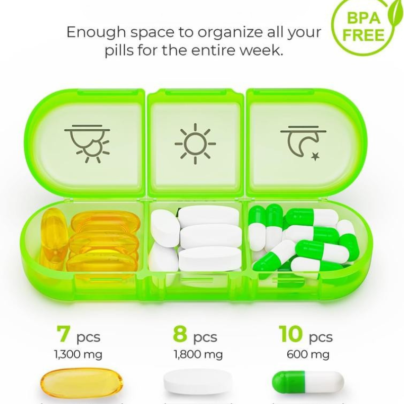One-Slide Open Portable Travel Pill Organizer