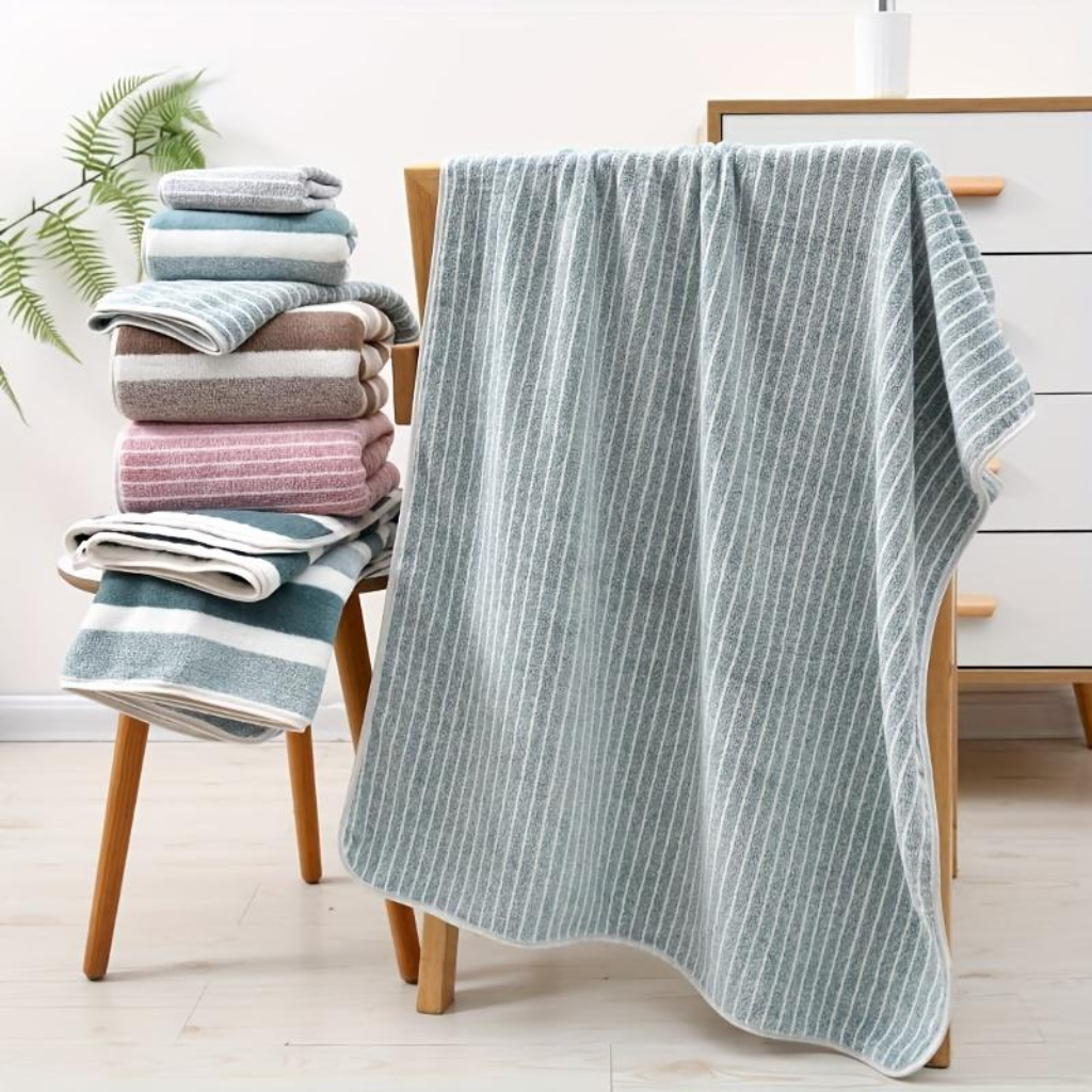 8 pcs Striped Pattern Bath Towel Set