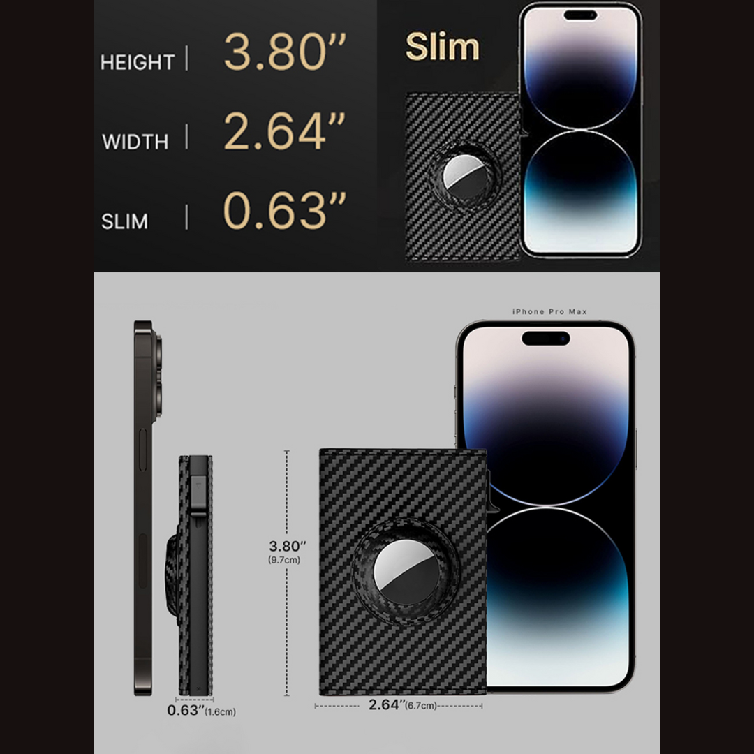 Carbon Fibre Slim Wallet with ID Window & AirTag Slot