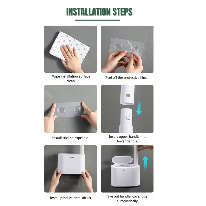 Wall Mounted Disposable Toilet Brush Set