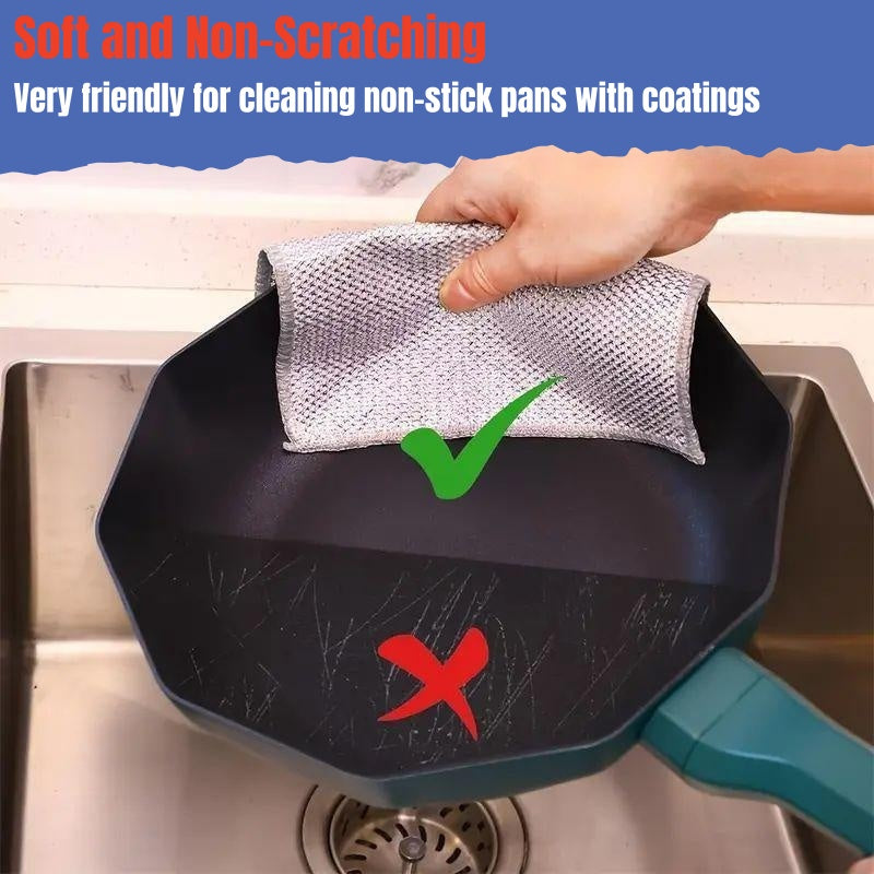 Multipurpose Non-Scratch Steel Wool Dishwashing Rags - 10 Counts