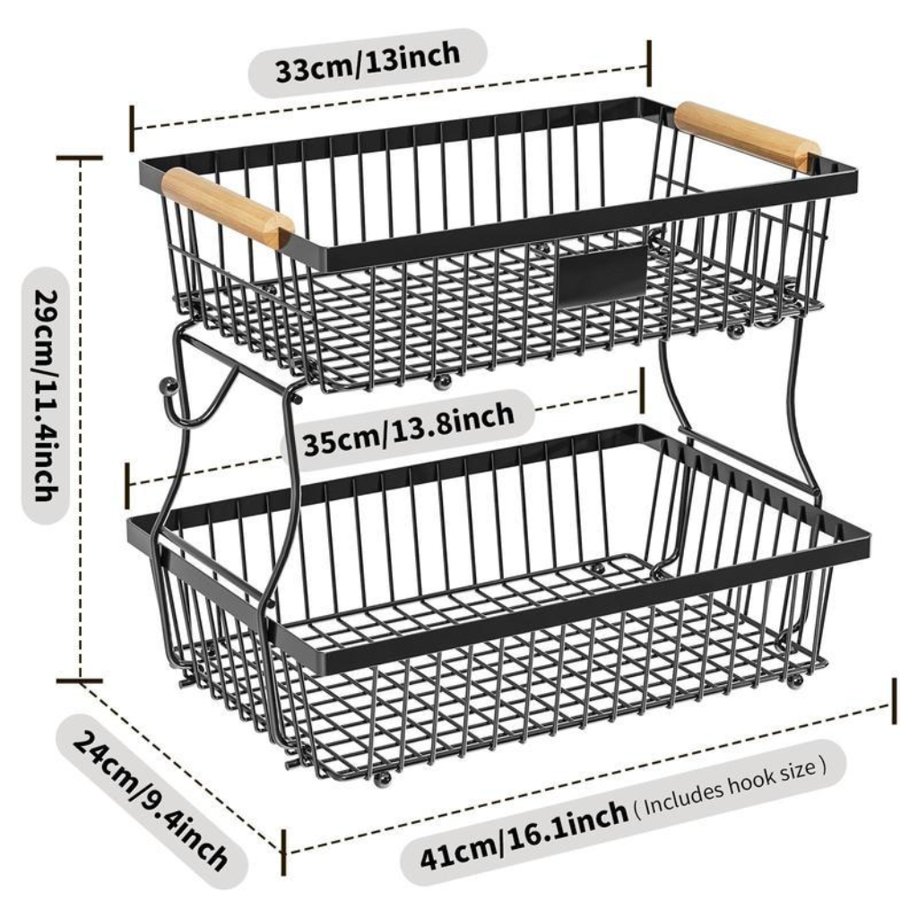 2-layer Detachable Metal Organizer Basket