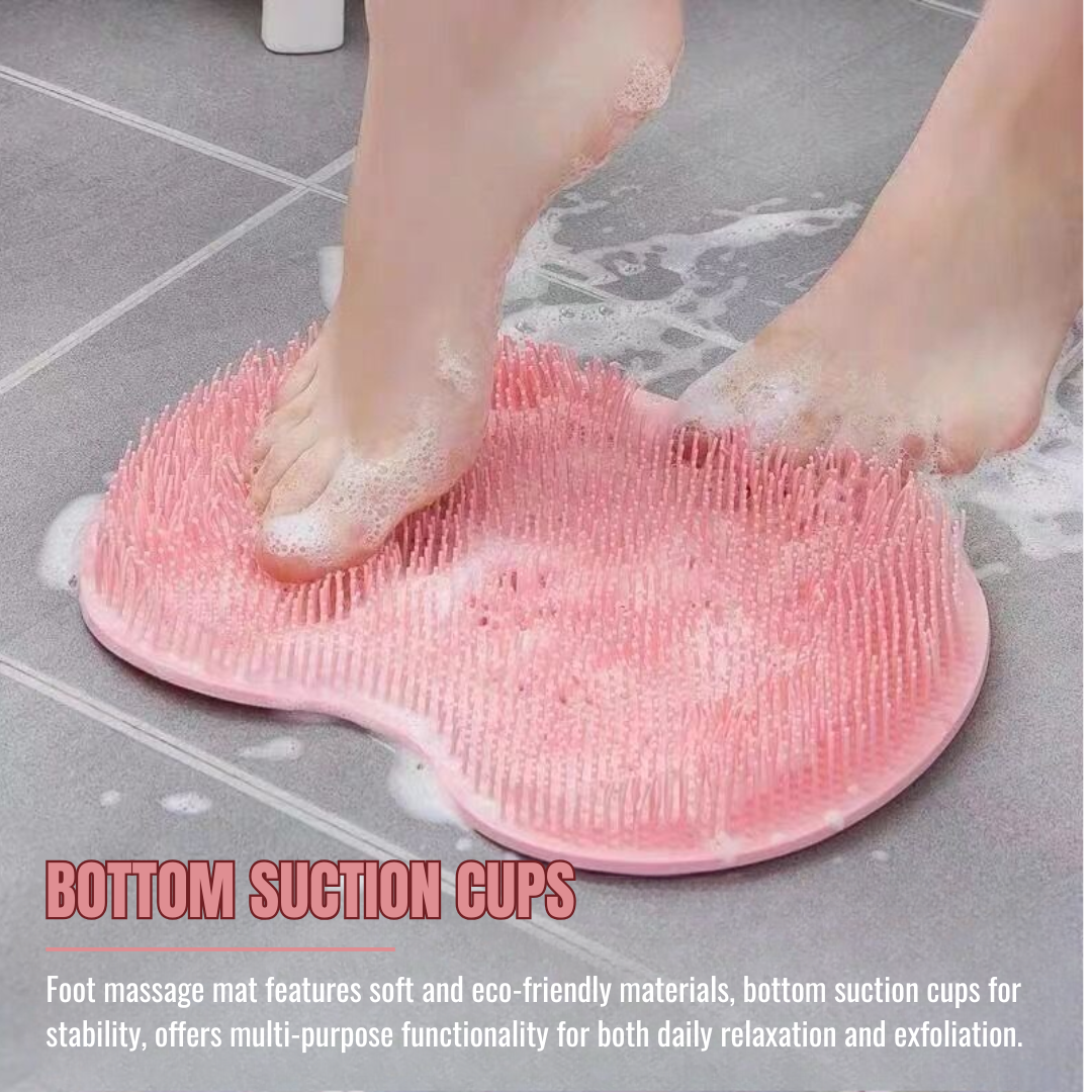 Silicone Shower Foot & Back Scrubber Mat with Suction