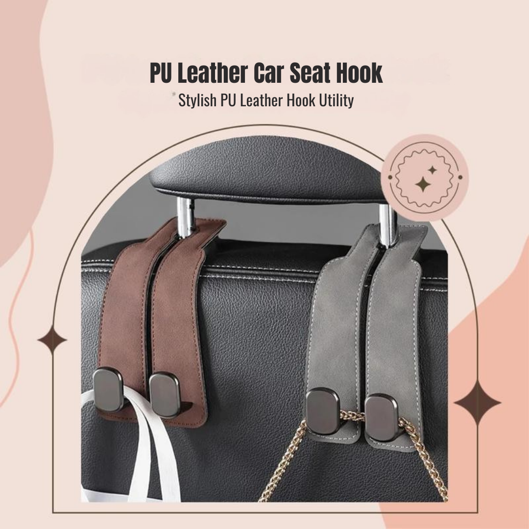 Leather Car Seat Back Organizer Hook