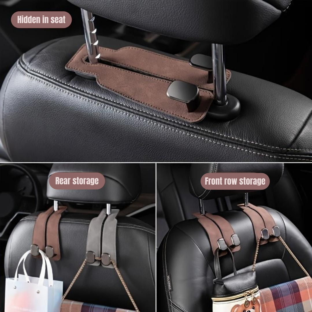 Leather Car Seat Back Organizer Hook