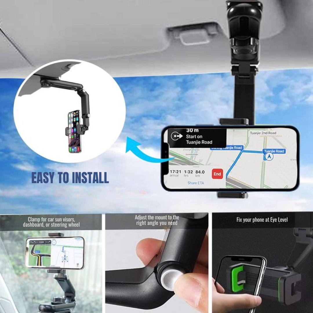 360° Retractable Sun Visor Car  Phone Holder