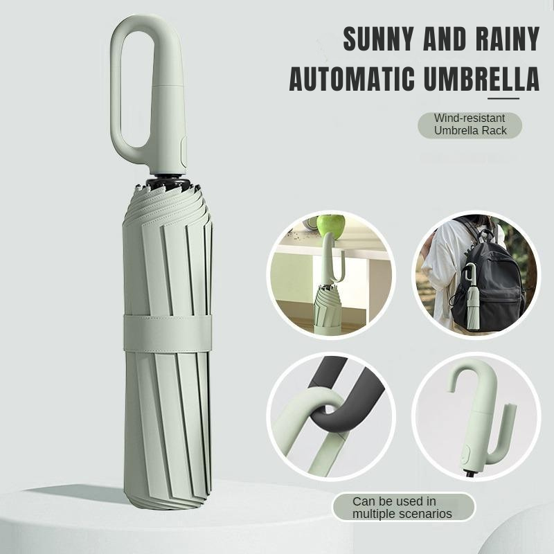 60-Rib Double Layer Reinforced Foldable Automatic Umbrella