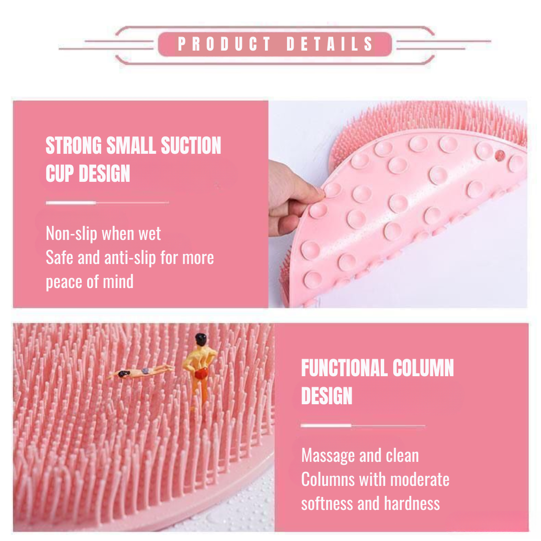 Silicone Shower Foot & Back Scrubber Mat with Suction