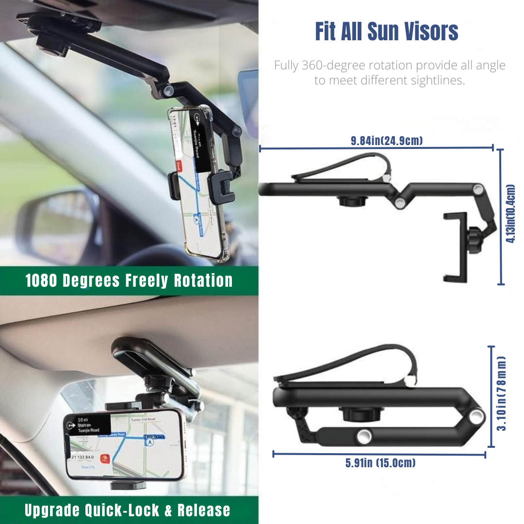 360° Retractable Sun Visor Car  Phone Holder