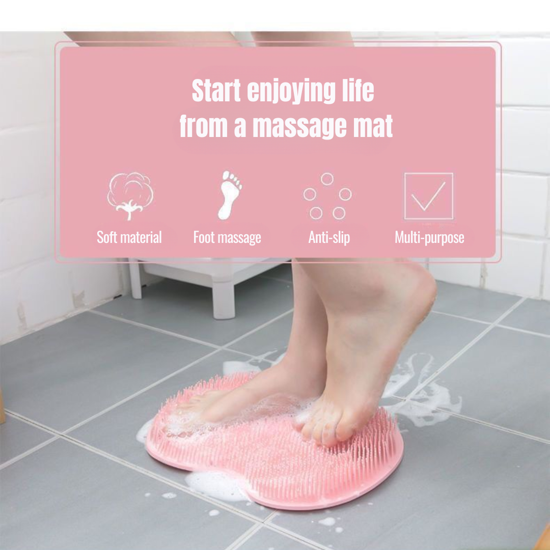 Silicone Shower Foot & Back Scrubber Mat with Suction