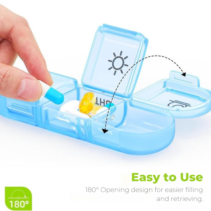 One-Slide Open Portable Travel Pill Organizer