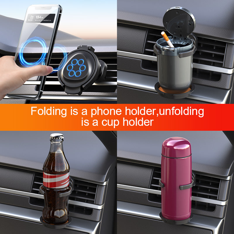 2-in-1 Magnetic Car Phone & Cup Holder