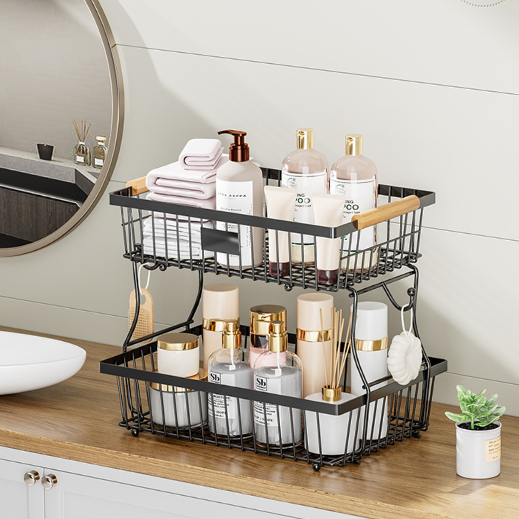 2-layer Detachable Metal Organizer Basket