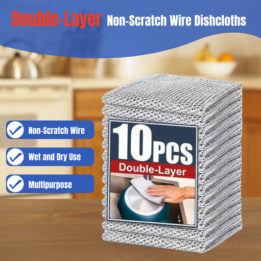 Multipurpose Non-Scratch Steel Wool Dishwashing Rags - 10 Counts
