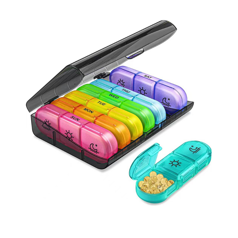 One-Slide Open Portable Travel Pill Organizer