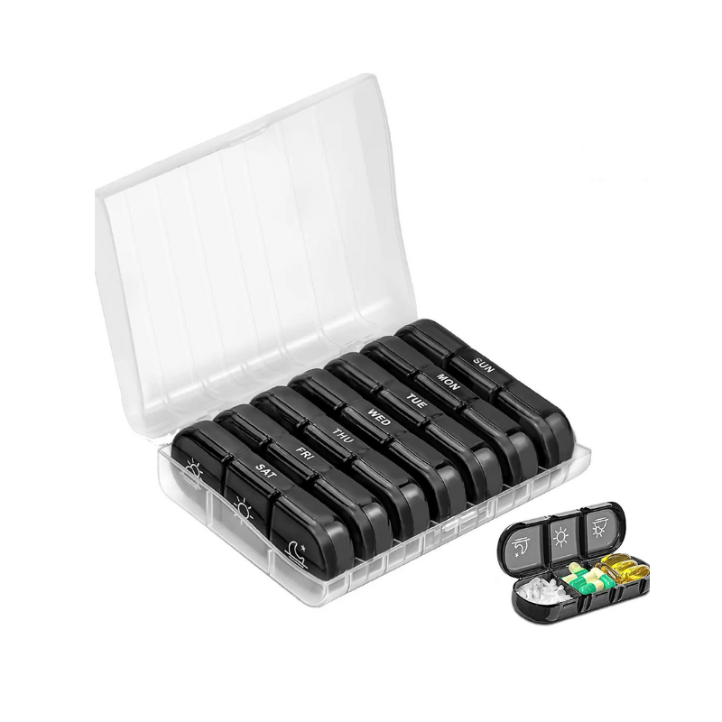 One-Slide Open Portable Travel Pill Organizer