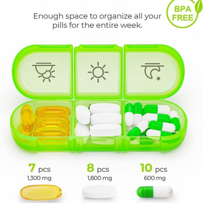 One-Slide Open Portable Travel Pill Organizer