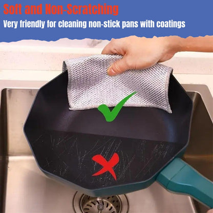 Multipurpose Non-Scratch Steel Wool Dishwashing Rags - 10 Counts