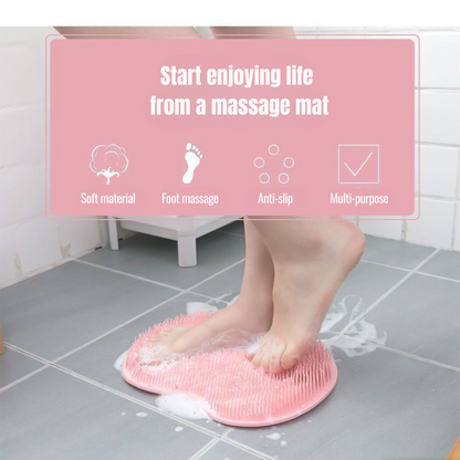 Silicone Shower Foot & Back Scrubber Mat with Suction