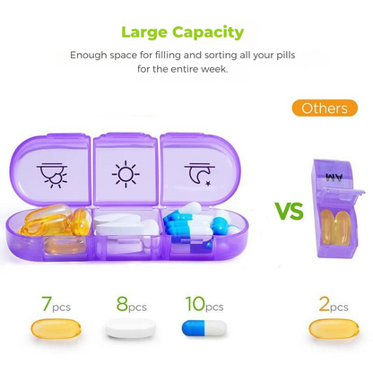 One-Slide Open Portable Travel Pill Organizer