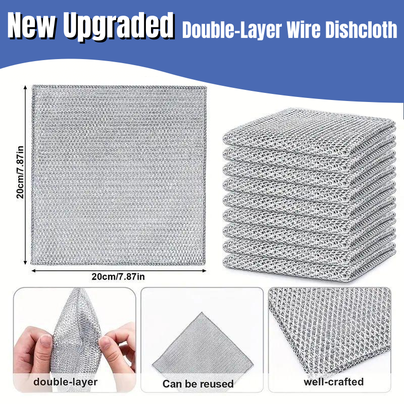 Multipurpose Non-Scratch Steel Wool Dishwashing Rags - 10 Counts
