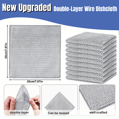 Multipurpose Non-Scratch Steel Wool Dishwashing Rags - 10 Counts