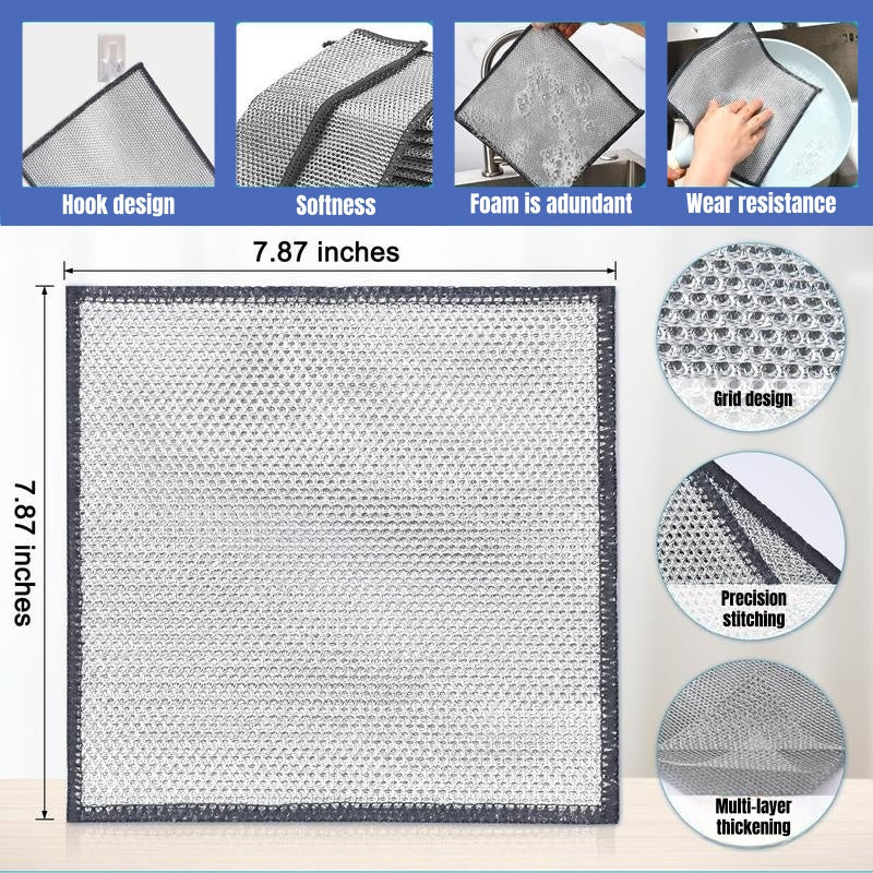 Multipurpose Non-Scratch Steel Wool Dishwashing Rags - 10 Counts