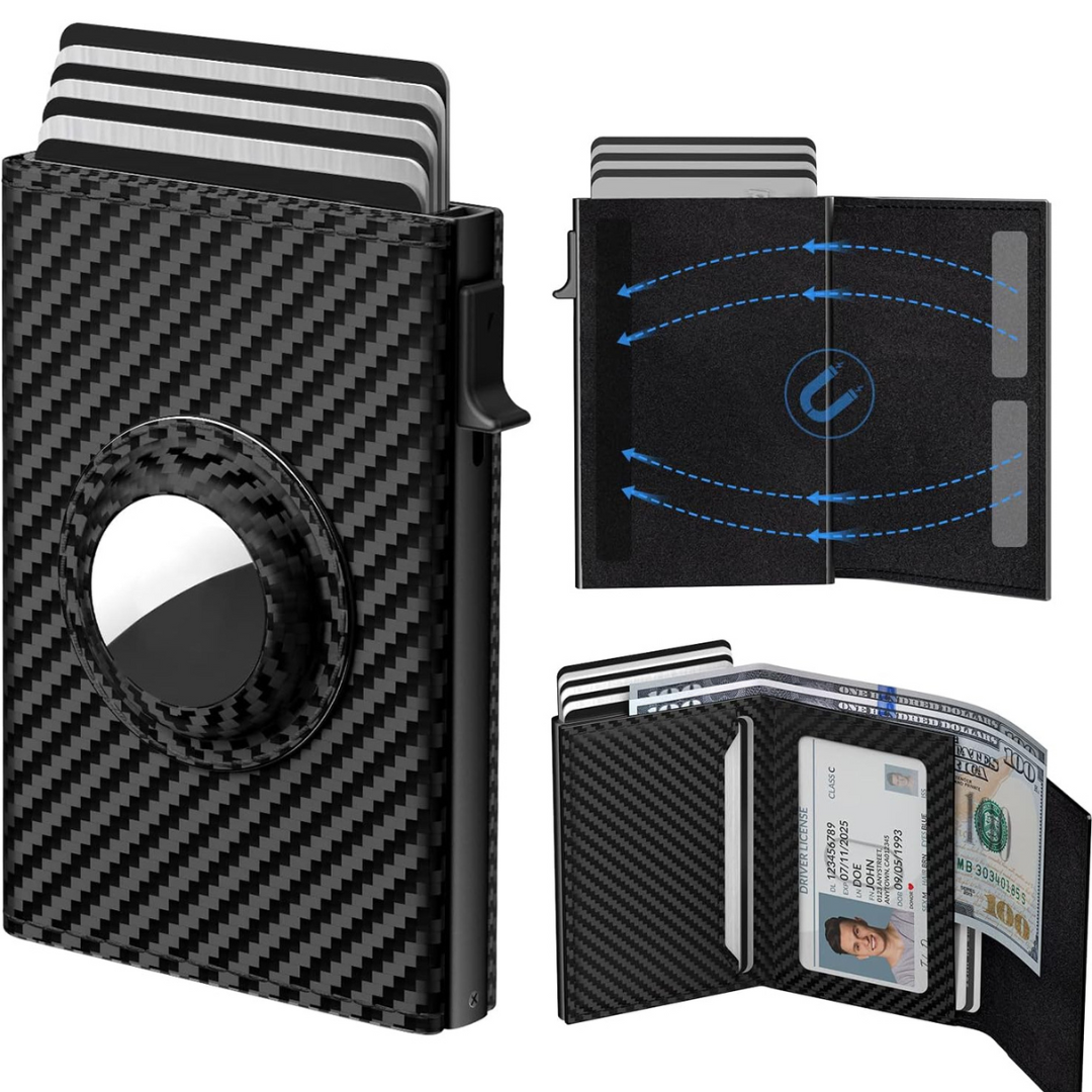 Carbon Fibre Slim Wallet with ID Window & AirTag Slot